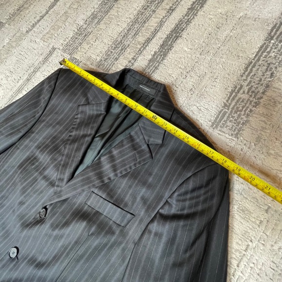 Vintage Hugo Boss Mens Charcoal Pinstripe Wool Silk 3 Buttons 40R Blazer Germany - Picture 14 of 16